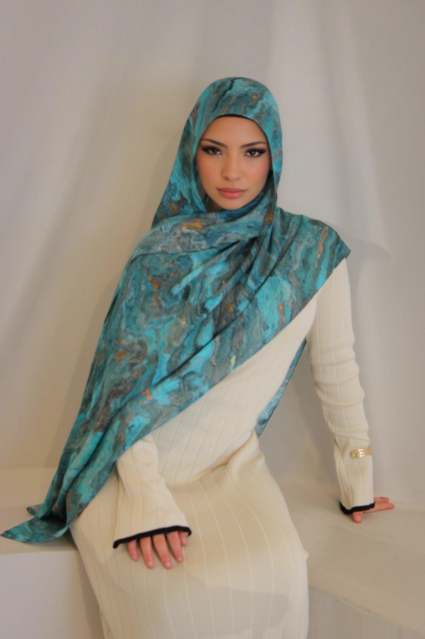 'Turquoise Muse' Printed Modal Hijab