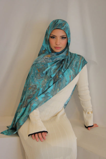 'Turquoise Muse' Printed Modal Hijab