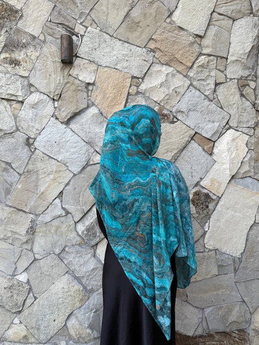 'Turquoise Muse' Printed Modal Hijab